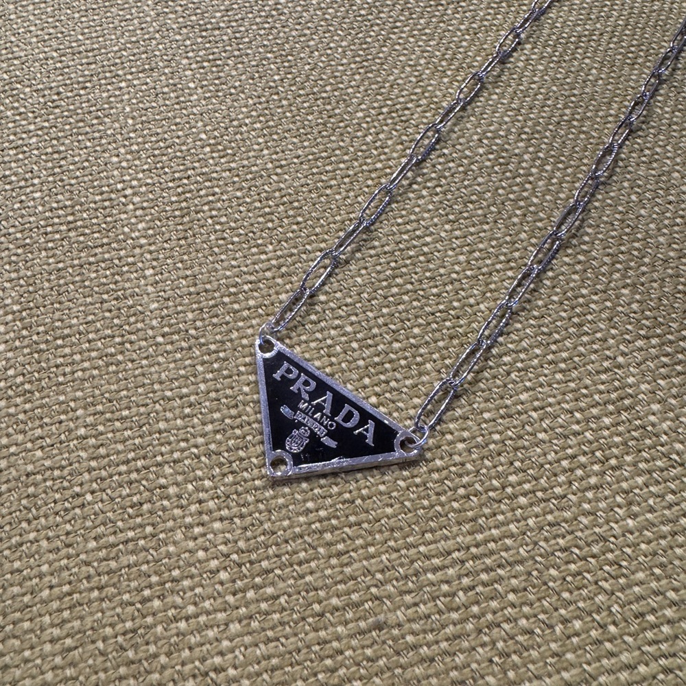 Prada Silver Triangle Necklace